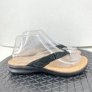 Revere Women 37 Size 7 Sandals Thong Flip Flops Shoe Slip On Black Adjust Napoli